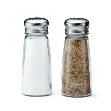 Tablecraft - 90Ml Round Salt & Pepper Shakers, Glass With Stainless Steel Top - Life Cleaning & Hygiene Supplies - 132T