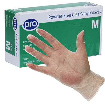 Pro - Clear Vinyl Powder Free Gloves - Life Cleaning & Hygiene Supplies - M - 1271