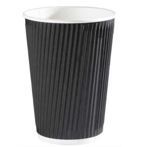 Go Pak - 16oz Black Ripple Coffee Cups D02034 - Life Cleaning & Hygiene Supplies - D02034
