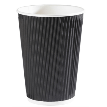 Go Pak - 16oz Black Ripple Coffee Cups D02034 - Life Cleaning & Hygiene Supplies - D02034