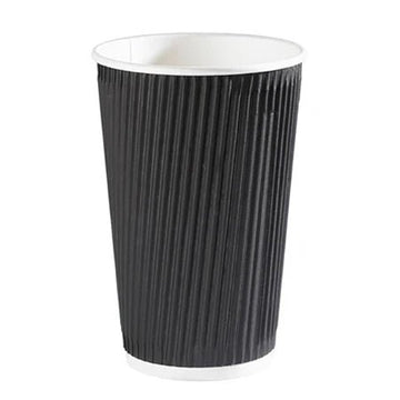 Dispo - 16oz Black Ripple Wrap Paper Coffee Cup - Life Cleaning & Hygiene Supplies - 50010