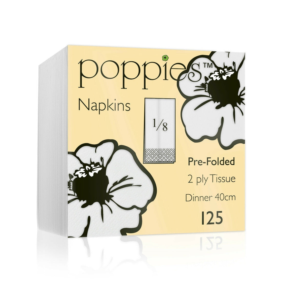 Poppies - 2 Ply White 40cm x 40cm 8 Fold Napkin - Life Cleaning & Hygiene Supplies - 4028WH