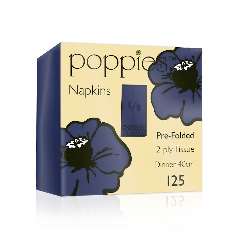 Poppies - 40 x 40 Navy Blue 2 Ply Napkins 8 Fold - Life Cleaning & Hygiene Supplies - 4028NB