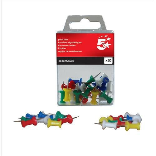 5 Star - 5 Star Office Push Pins 7mm Head Assorted Opaque - Life Cleaning & Hygiene Supplies - 925036