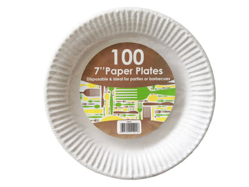 Dispo - 7" White Paper Plates - Life Cleaning & Hygiene Supplies - 44018C