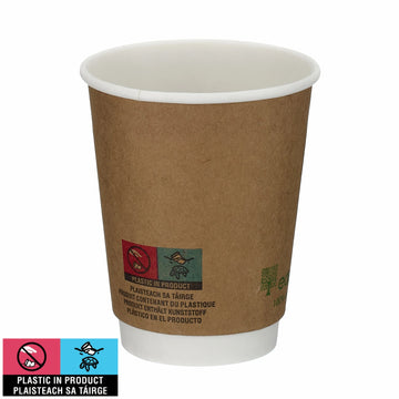 Edenware - 8oz Kraft Double Wall Hot Cup (PLA Lined) - Life Cleaning & Hygiene Supplies - B04012