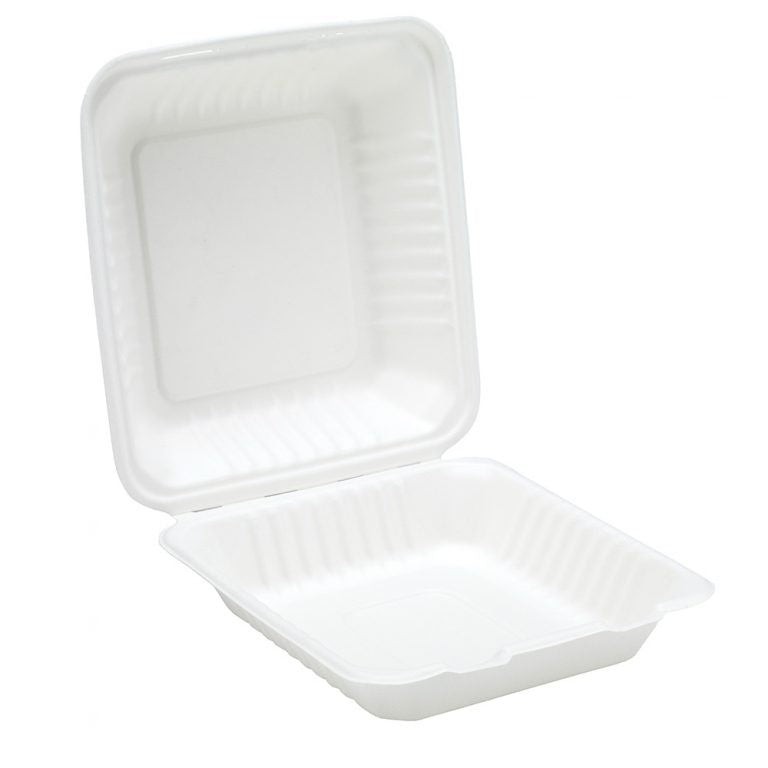 Go Pak - 9" Bagasse Clamshell Meal Box - Life Cleaning & Hygiene Supplies - D06022