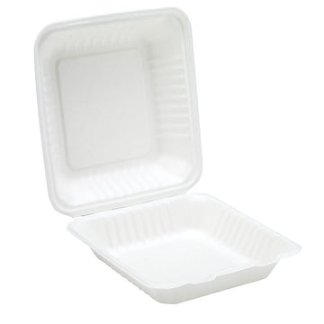 Go Pak - 9" Bagasse Clamshell Meal Box - Life Cleaning & Hygiene Supplies - D06022