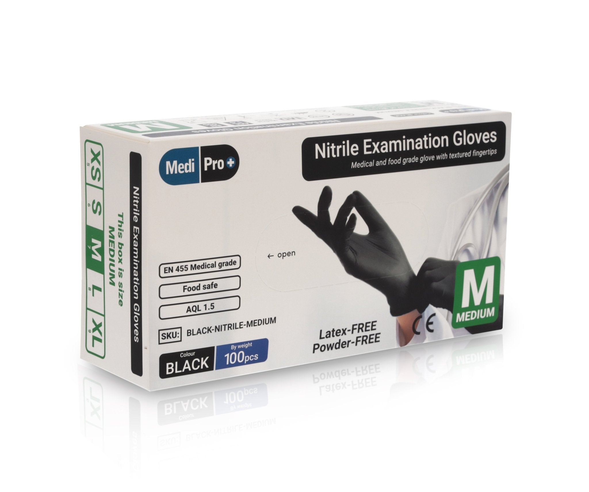Aurelia - Absolute Black Nitrile Examination Gloves - Life Cleaning & Hygiene Supplies - M - 9899A7