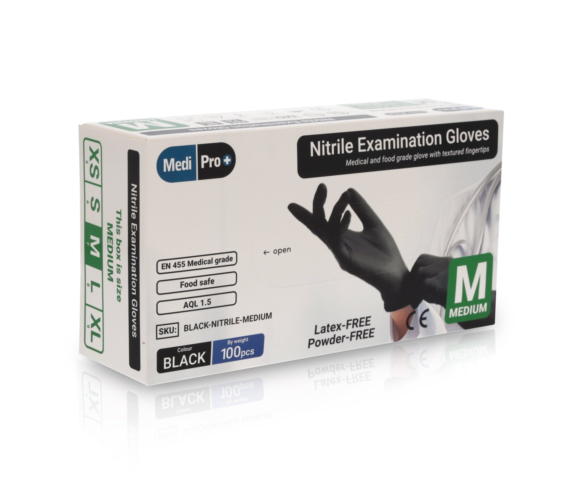 Aurelia - Absolute Black Nitrile Examination Gloves - Life Cleaning & Hygiene Supplies - M - 9899A7