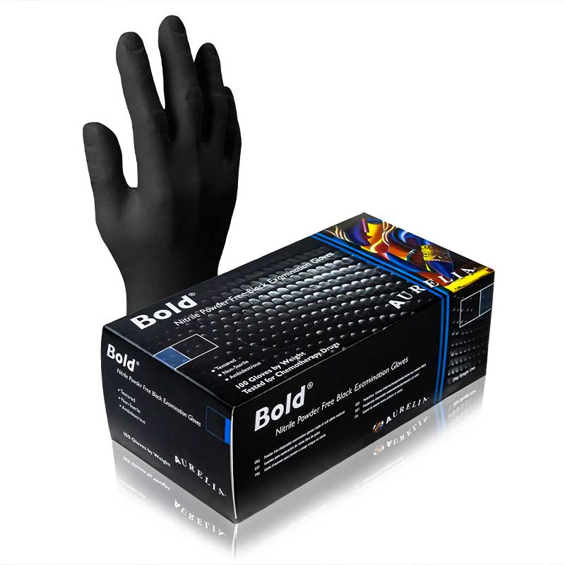 Aurelia - Aurelia Bold Medical Grade Black Nitrile Gloves - Life Cleaning & Hygiene Supplies - M - 73997