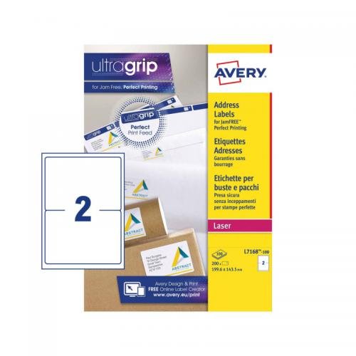 Avery - Avery Shipping Labels 200x143mm L7168 - 100 2 Per Sheet PK200 - Life Cleaning & Hygiene Supplies - 44286AV