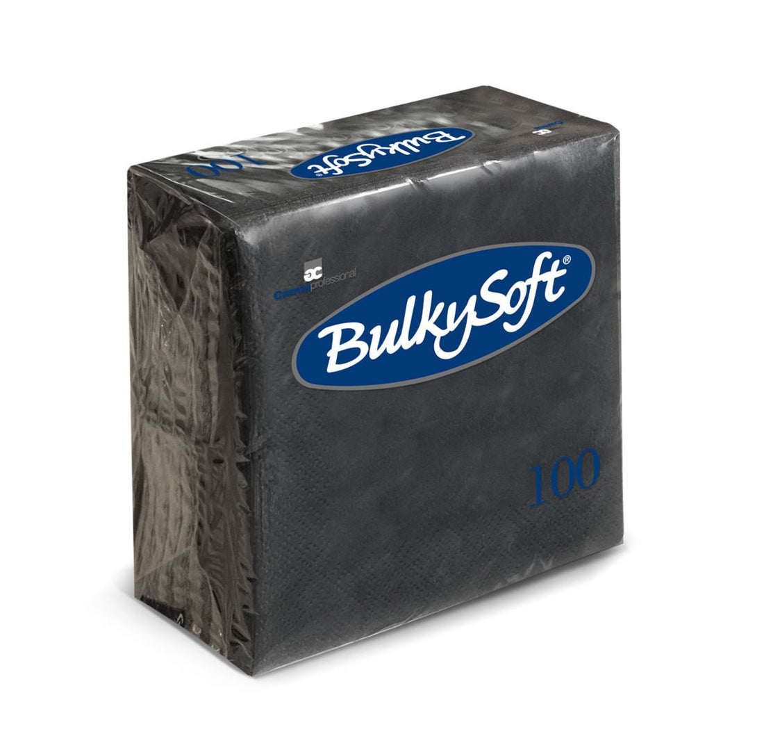 BulkySoft - BulkySoft Cocktail Napkins 1/4 Fold 2 Ply Black 24 x 24 - Life Cleaning & Hygiene Supplies - 32204