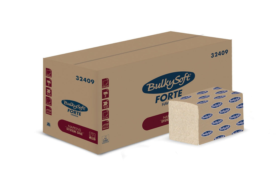 BulkySoft - BulkySoft Havana System One Napkin 1/2 Fold 2Ply Kraft 21 x 16 - Life Cleaning & Hygiene Supplies - 32409