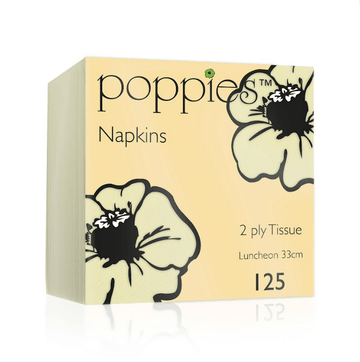 Poppies - Buttermilk 33 x 33cm 2 Ply Napkin 4 Fold - Life Cleaning & Hygiene Supplies - 3324BM