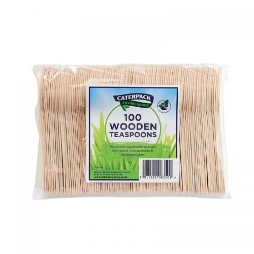 Robinson Young - Caterpack Enviro Wooden Teaspoons (100 Pack) - Life Cleaning & Hygiene Supplies - RY15070