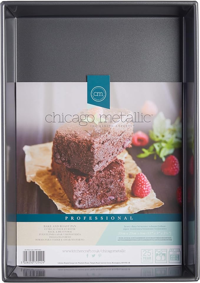 Kitchen Craft - Chicago Metallic Professional Roasting Tin, Non - Stick Baking Tin, 33 x 23cm, Metal, Grey - Life Cleaning & Hygiene Supplies - CMET16945