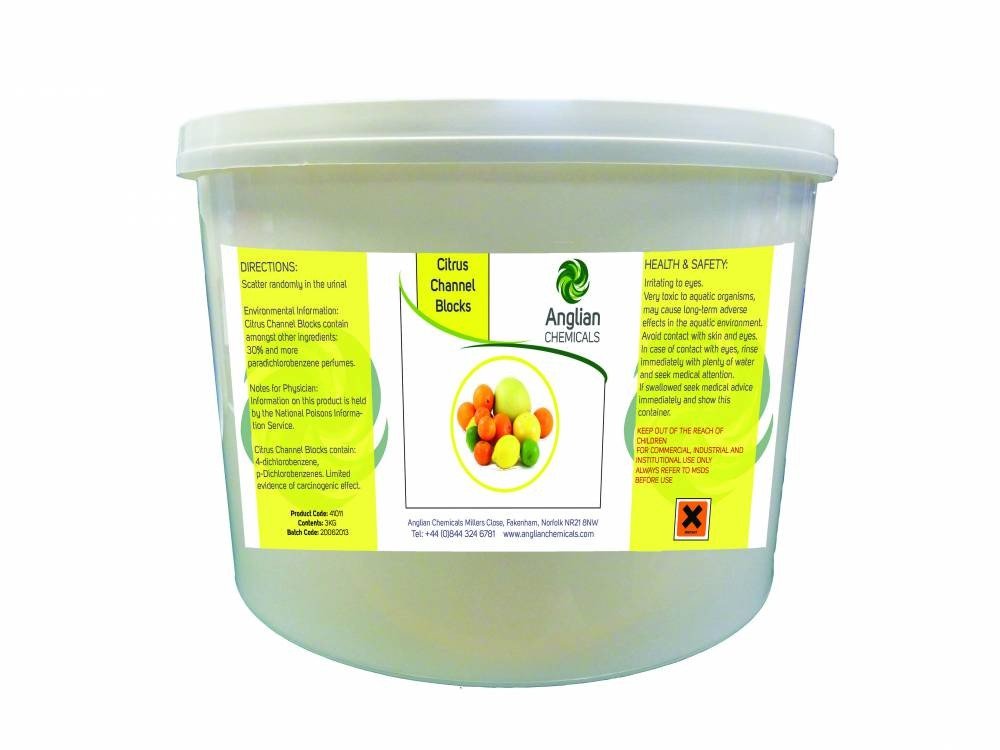 Anglian Chemicals - Citrus Channel Block 3KG - Life Cleaning & Hygiene Supplies - 41011