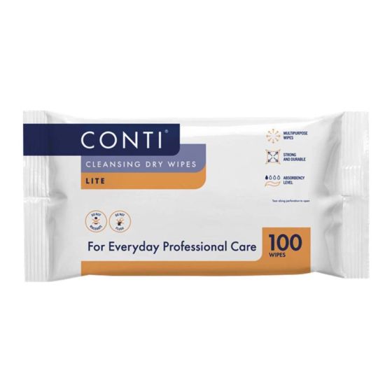 Conti - Conti Lite Patient Cleansing Dry Wipes - 30cm x 28cm - Life Cleaning & Hygiene Supplies - 76790