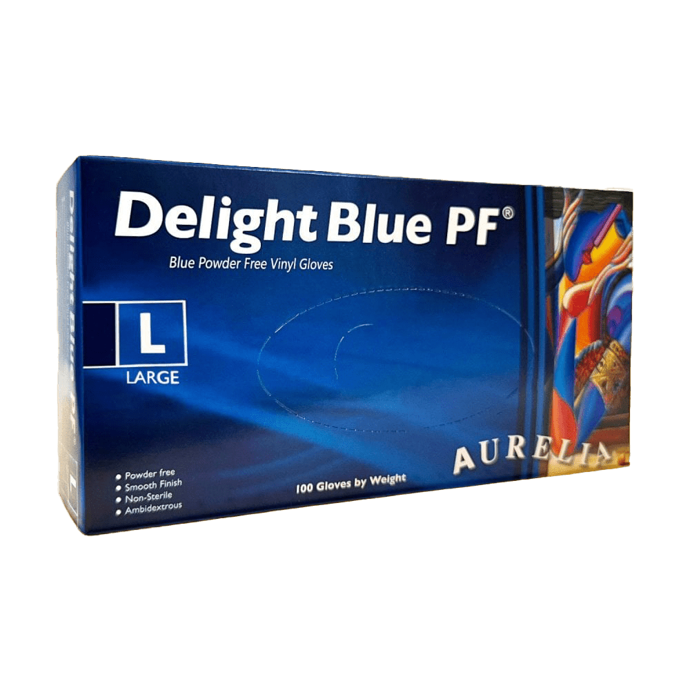 Aurelia - Delight Blue PF Vinyl Glove - Life Cleaning & Hygiene Supplies - L - 38998