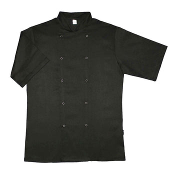 Denny's - Dennys Essentials Short Sleeve Chef Jacket - Life Cleaning & Hygiene Supplies - Black - DD70CS/L