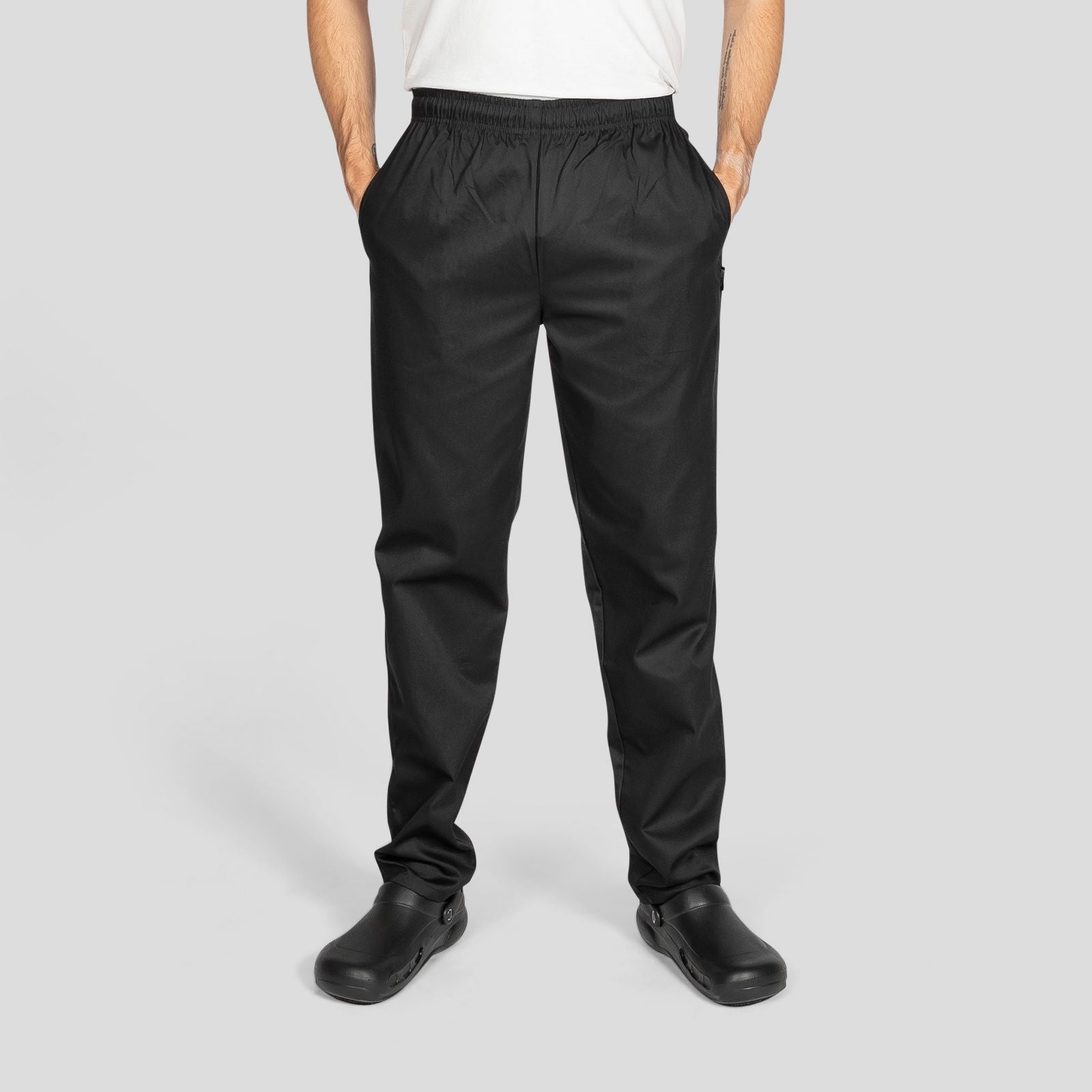 Denny's - Dennys Unisex Elasticated Chefs Trouser Black Medium (Red Tag) - Life Cleaning & Hygiene Supplies - DC18B/M