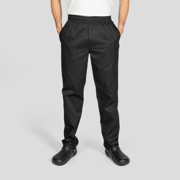Denny's - Dennys Unisex Elasticated Chefs Trouser Black Medium (Red Tag) - Life Cleaning & Hygiene Supplies - DC18B/M