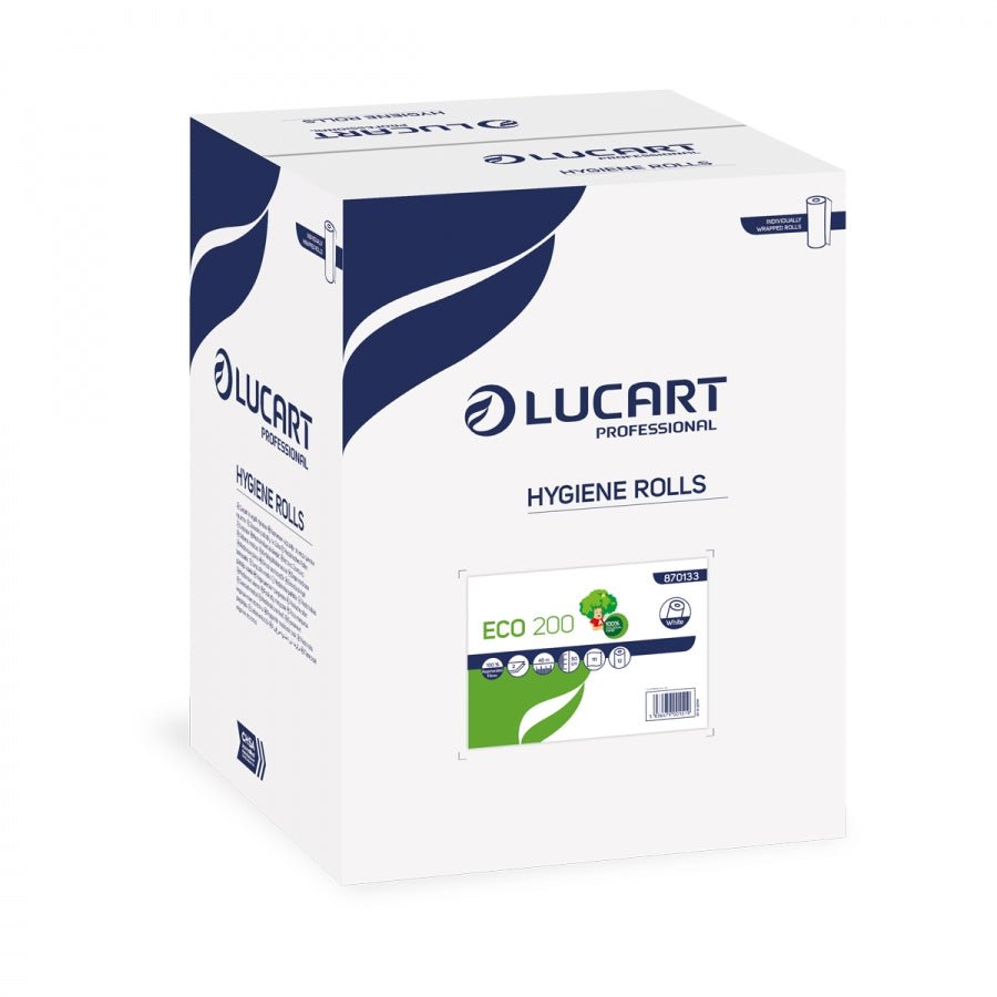 Lucart - Eco 200 2 Ply White Embossed Hygiene Rolls 500mm x 40m 1 x 12 - Life Cleaning & Hygiene Supplies - HWH200