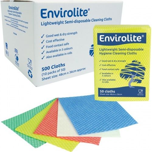 Envirolite - Envirolite Folded All Purpose Cloth - Life Cleaning & Hygiene Supplies - Blue - ELF500B