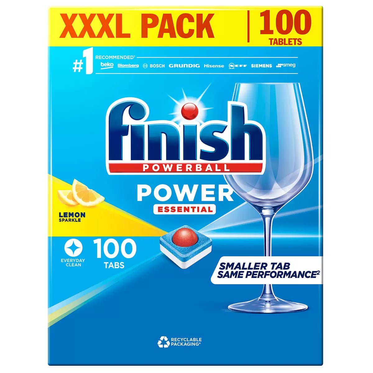 Finish - Finish Powerball Deep Clean All In 1 Lemon Sparkle 100 - Life Cleaning & Hygiene Supplies - 5011417569439