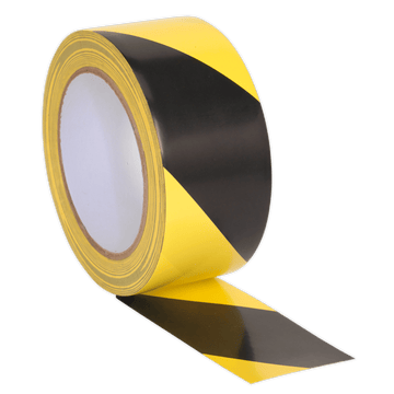 Sealey - Hazard Warning Black/Yellow 50mmx33mm - Life Cleaning & Hygiene Supplies - HFTBY33X24