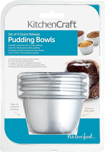 KitchenCraft - Kitchencraft - Pudding Bowls - Set of 4 Quick Release - Life Cleaning & Hygiene Supplies - KCPUDDING