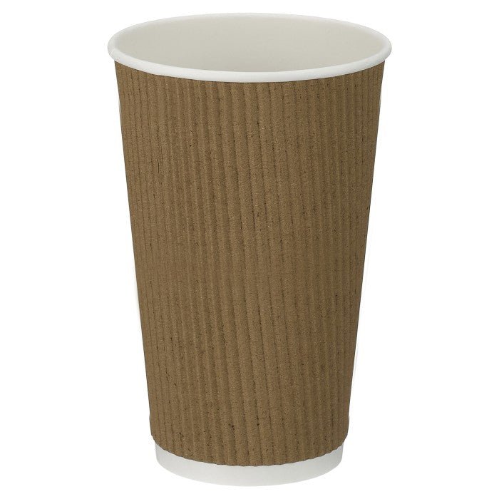 Edenware - Kraft Triple Wall Ripple Coffee Cups - 480ml - Life Cleaning & Hygiene Supplies - D02014