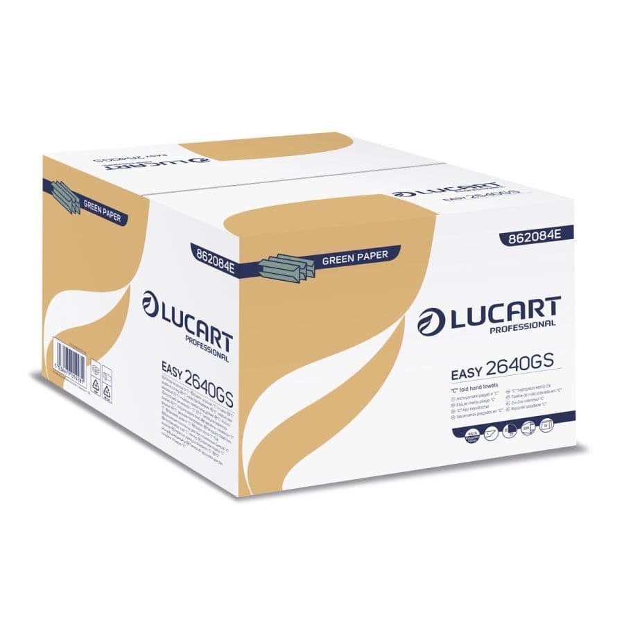 Lucart - Lucart C - Fold Hand Towel 1ply Green Box 2640 - Life Cleaning & Hygiene Supplies - EASY2640GS