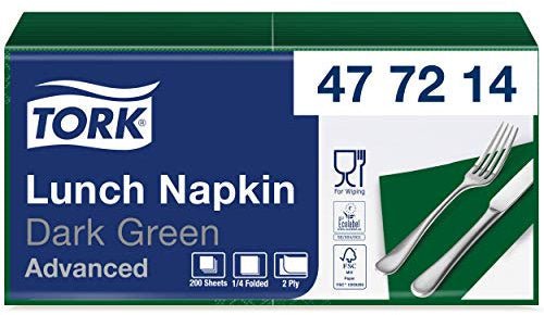 TORK - Lunch Napkin - Dark Green 2 ply 4 Fold Tork - Life Cleaning & Hygiene Supplies - 477214