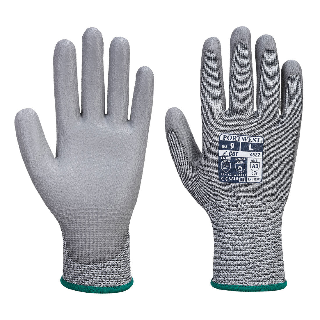 Portwest - MR Cut Pu Palm Glove Grey - Life Cleaning & Hygiene Supplies - A622G7RM