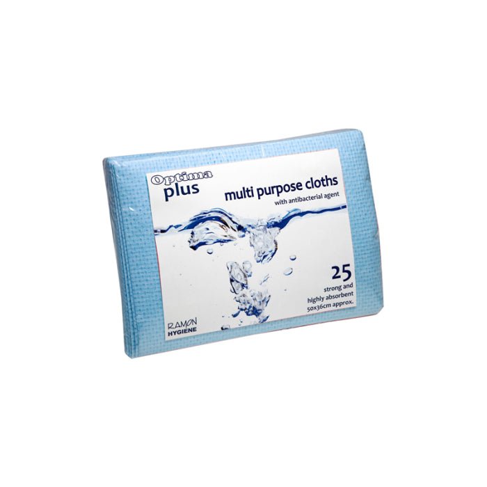 Ramon Hygiene - Optima Plus Multipurpose Cloths 50 x 36cm - Life Cleaning & Hygiene Supplies - Blue - 759B.25