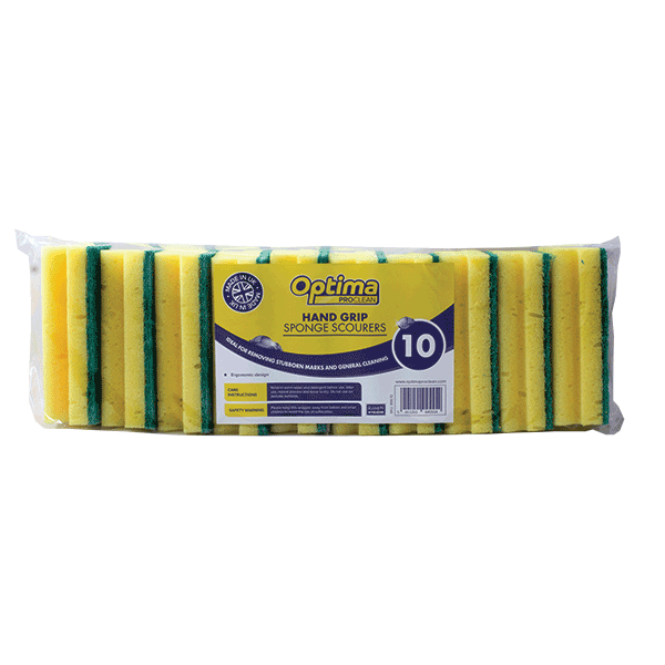 Ramon Hygiene - Optima Proclean Yellow Anti Scratch Finger Gripped Sponge Scourer - Life Cleaning & Hygiene Supplies - 854Y.10