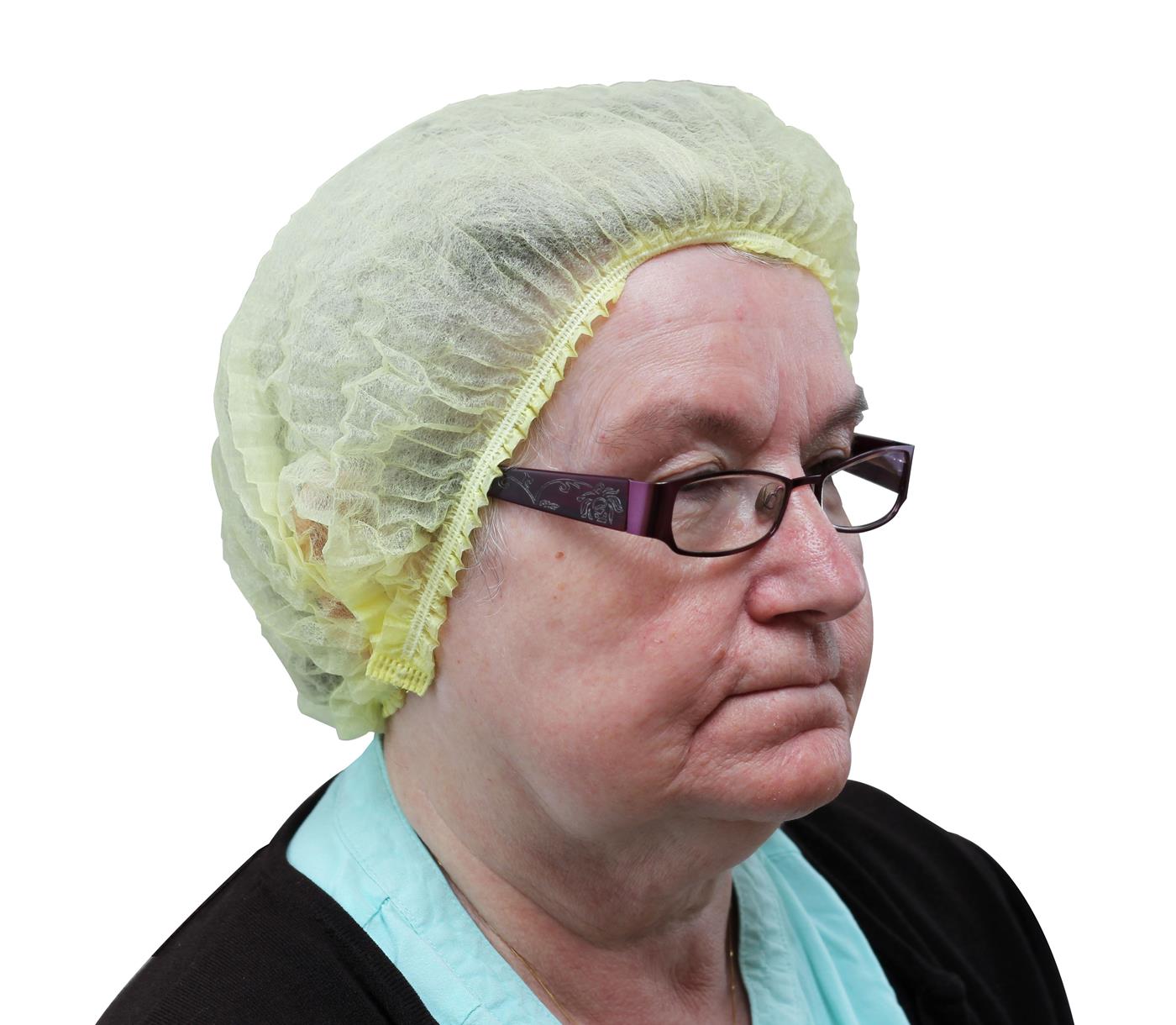 IG Healthcare - Pleated Mob Cap/ Hairnet - Life Cleaning & Hygiene Supplies - Yellow - 125Y
