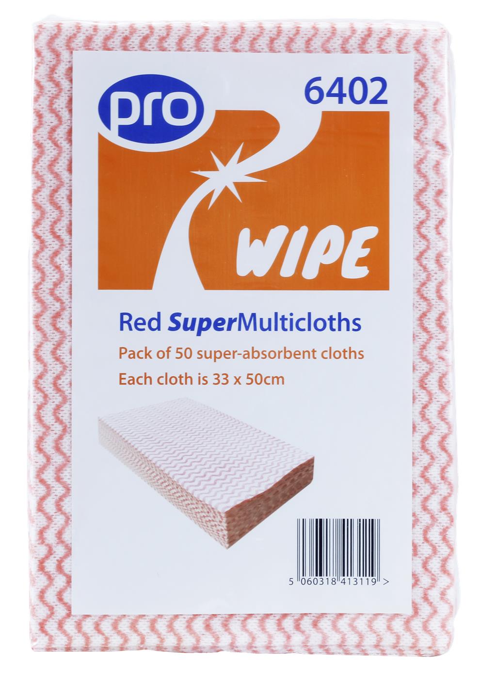Pro - PRO SuperMulti Cloths 33cm x 50cm - Life Cleaning & Hygiene Supplies - Red - 6402
