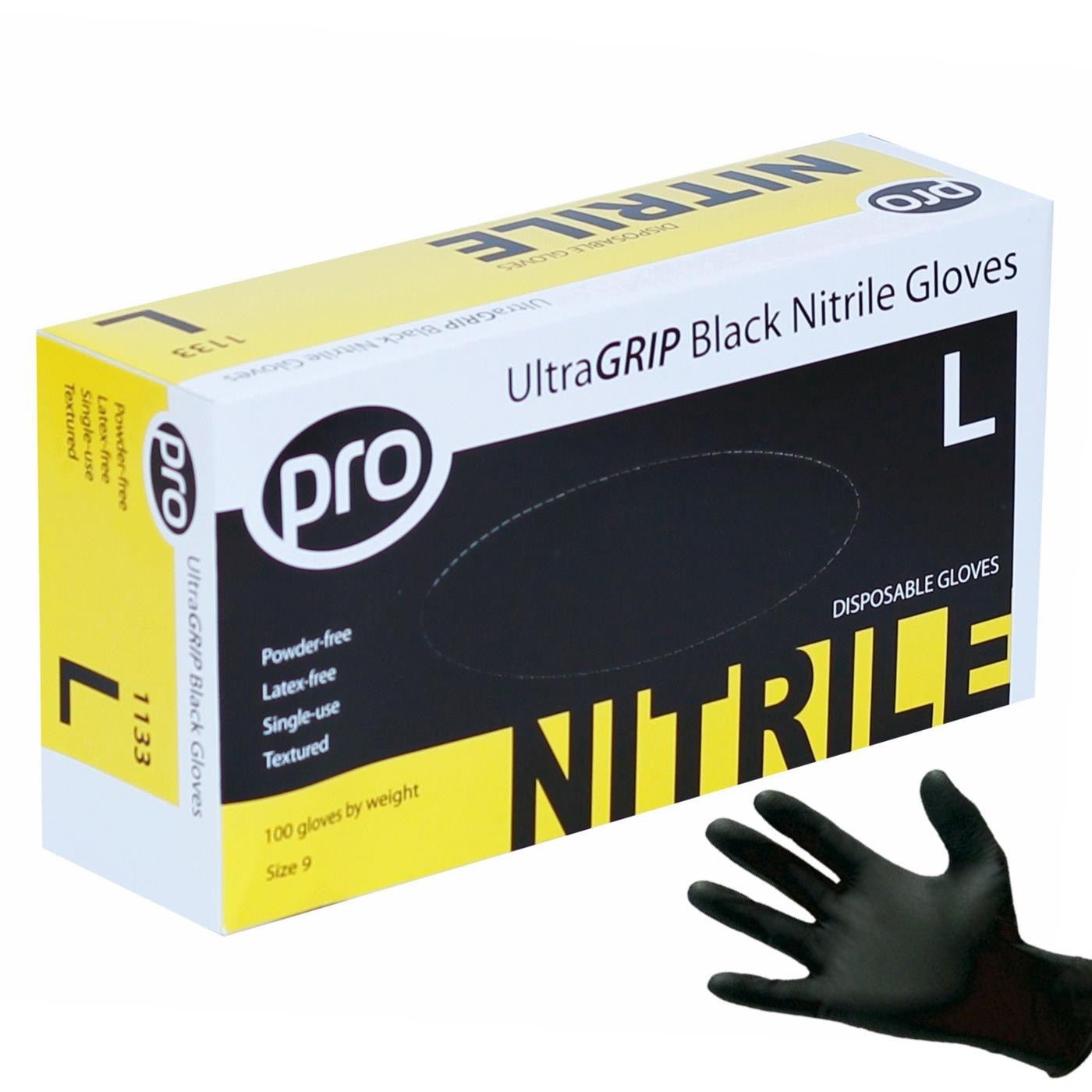 Pro - PRO Ultraflex Black Nitrile Gloves - Life Cleaning & Hygiene Supplies - S - 1191