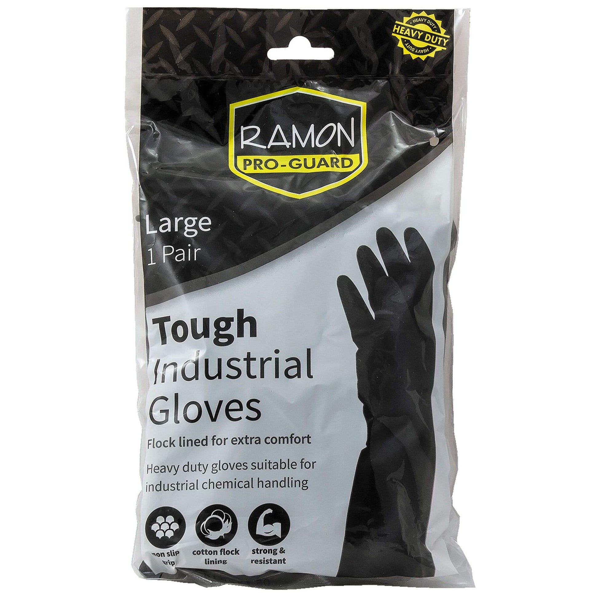 Ramon Hygiene - Ramon Pro - Guard Tough Gloves Black - Life Cleaning & Hygiene Supplies - L - TRG.L