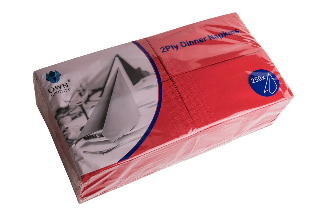  - Red 8 Fold Dinner Napkins - Life Cleaning & Hygiene Supplies - NAP408R
