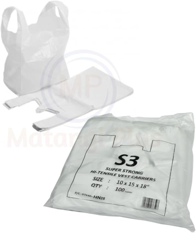 Life Cleaning & Hygiene Supplies - S3 White Carrier Bags - 200 - Life Cleaning & Hygiene Supplies - 07641