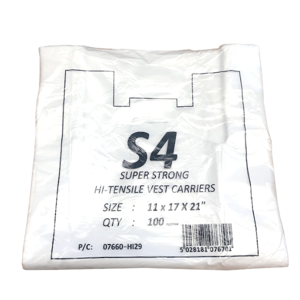 Life Cleaning & Hygiene Supplies - S4 White Vest Carrier Bags - Life Cleaning & Hygiene Supplies - 31045