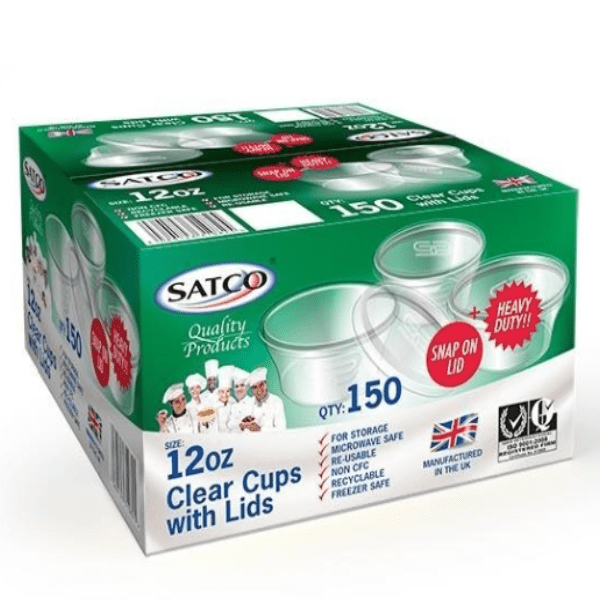 Satco - Satco 12oz Cups with Lids - Life Cleaning & Hygiene Supplies - 33256