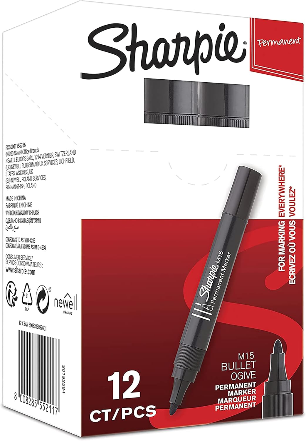 Sharpie - Sharpie M15 Permanent Marker Bullet Tip 1.8mm Line Black - Life Cleaning & Hygiene Supplies - 56414NR