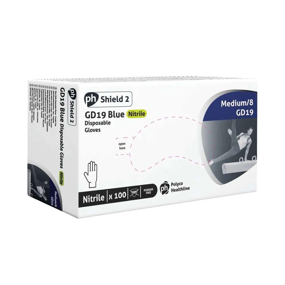 Shield - Shield Powder - Free Nitrile Gloves Medium Blue (100 Pack) - Life Cleaning & Hygiene Supplies - HEA00973