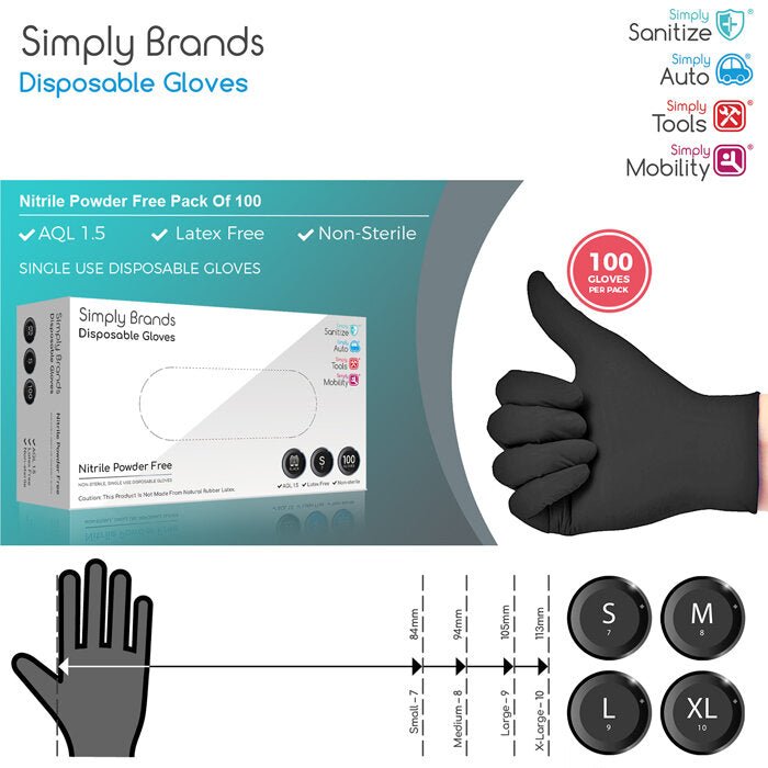 Simply Brands - Simple Brands - Black Gloves - Large - Life Cleaning & Hygiene Supplies - BNG007 - PL
