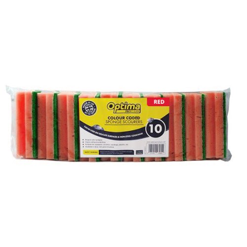 Ramon Hygiene - Sponge Scourer Finger Grip Large Red (Pack of 10) - Life Cleaning & Hygiene Supplies - 854.1